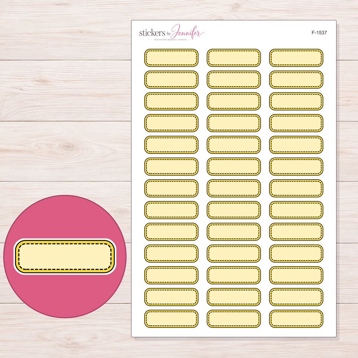 F-1537 planner sticker sheet with enlarged sticker detail
