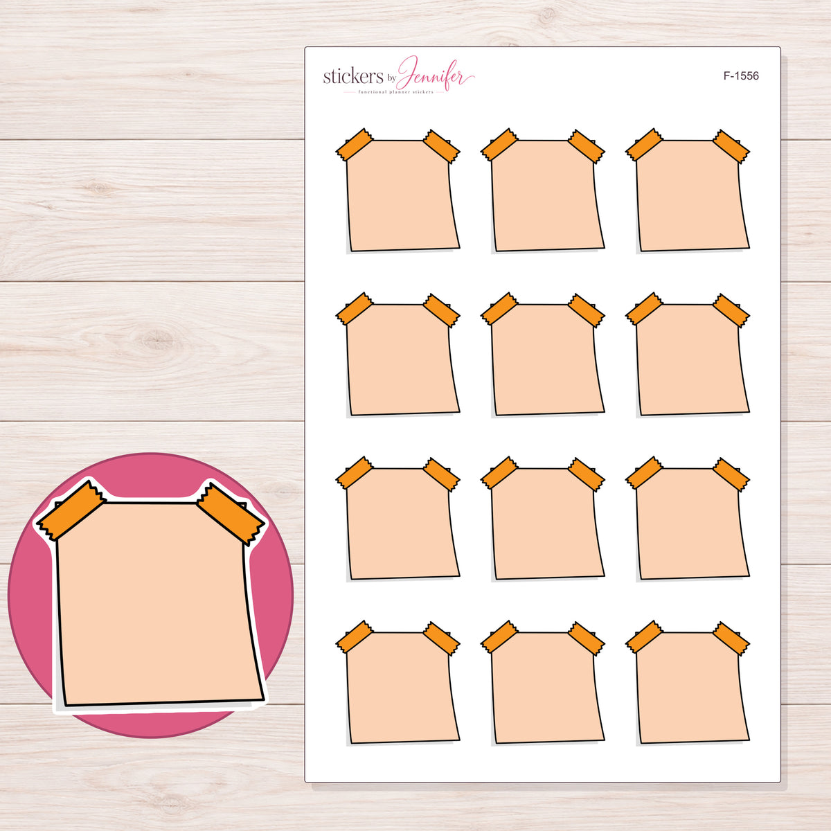 F-1556 planner sticker sheet with enlarged sticker detail