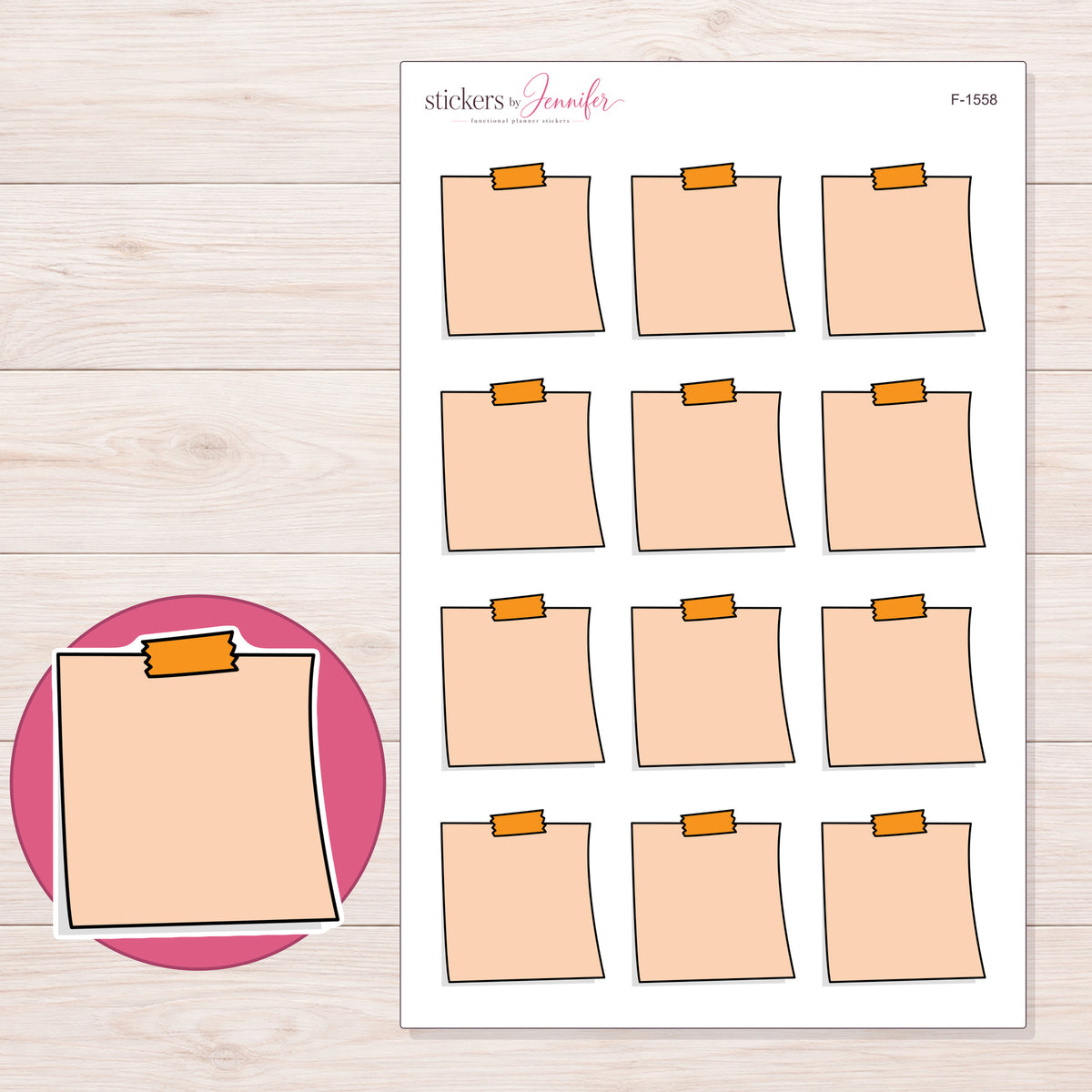 F-1558 planner sticker sheet with enlarged sticker detail