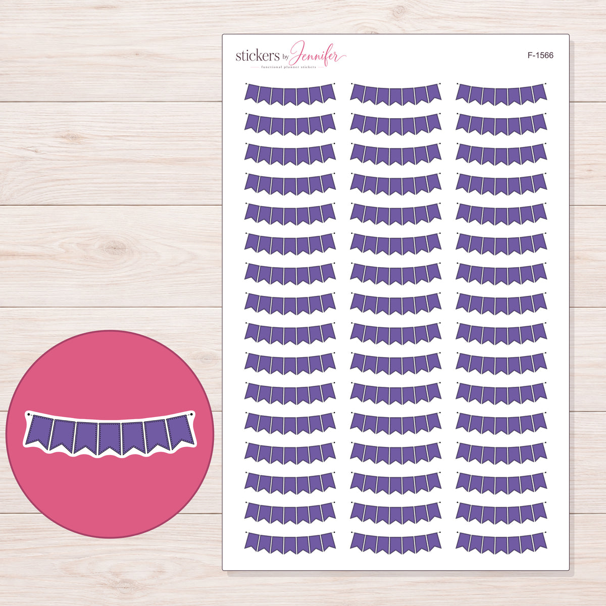 F-1566 planner sticker sheet with enlarged sticker detail