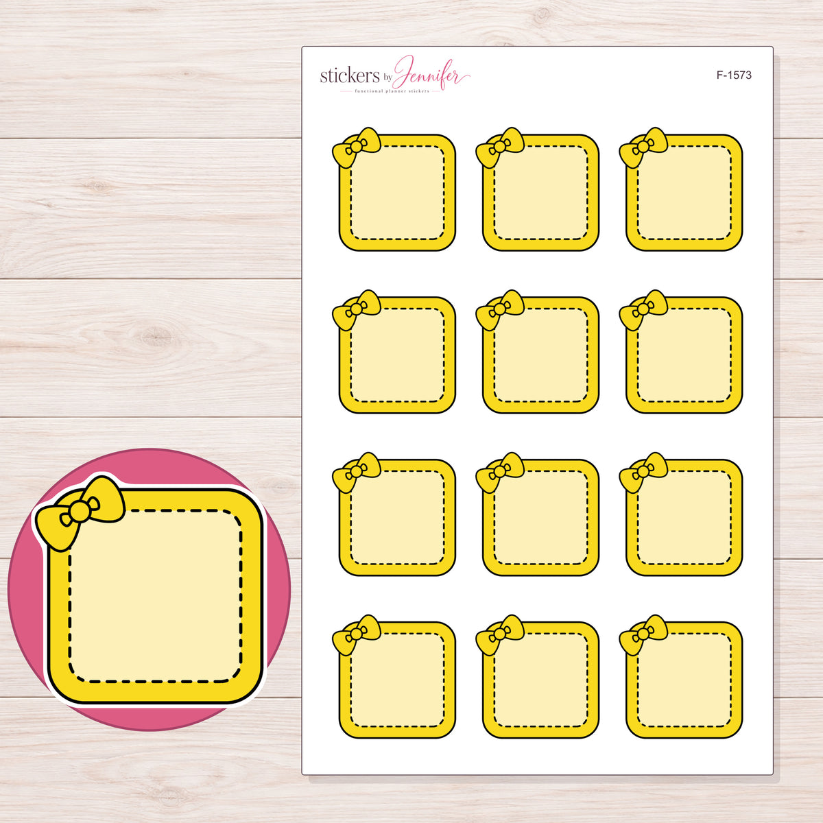 F-1573 planner sticker sheet with enlarged sticker detail