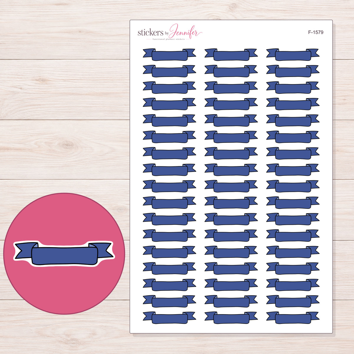 F-1579 planner sticker sheet with enlarged sticker detail