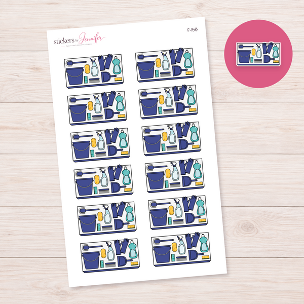 Blue Cleaning Supplies Planner Stickers | F-158