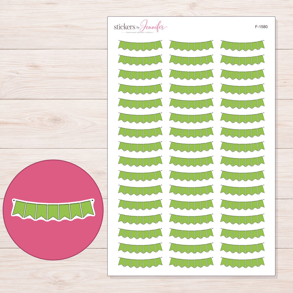 F-1580 planner sticker sheet with enlarged sticker detail