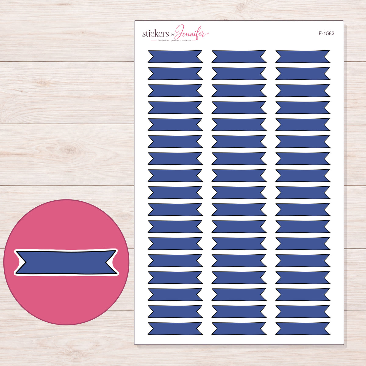 F-1582 planner sticker sheet with enlarged sticker detail