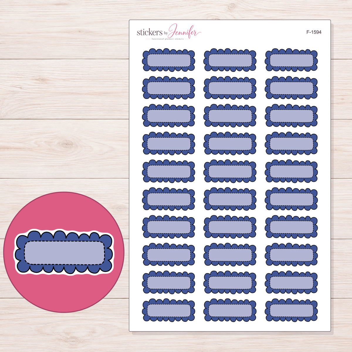 F-1594 planner sticker sheet with enlarged sticker detail