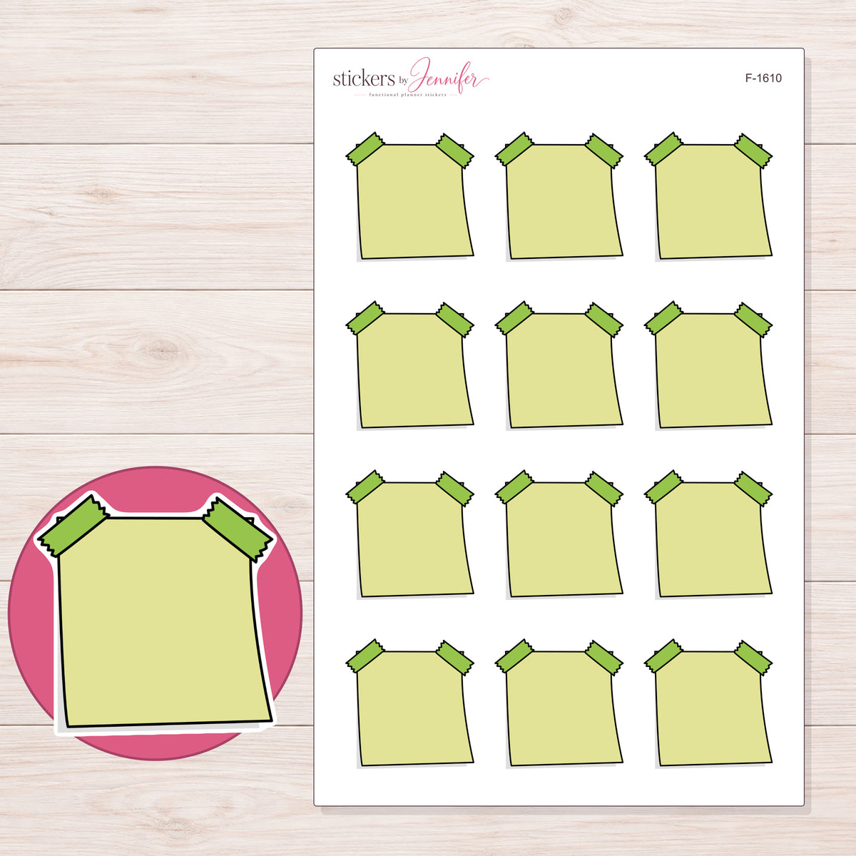 F-1610 planner sticker sheet with enlarged sticker detail