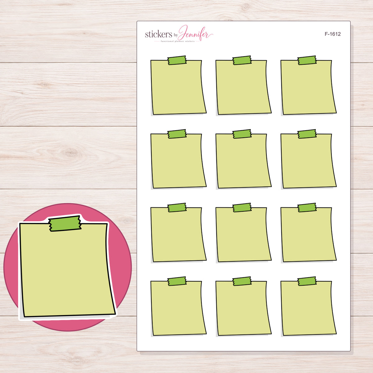F-1612 planner sticker sheet with enlarged sticker detail