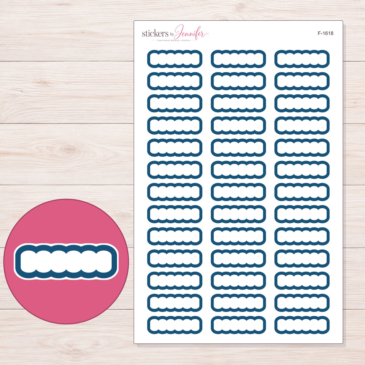F-1618 planner sticker sheet with enlarged sticker detail
