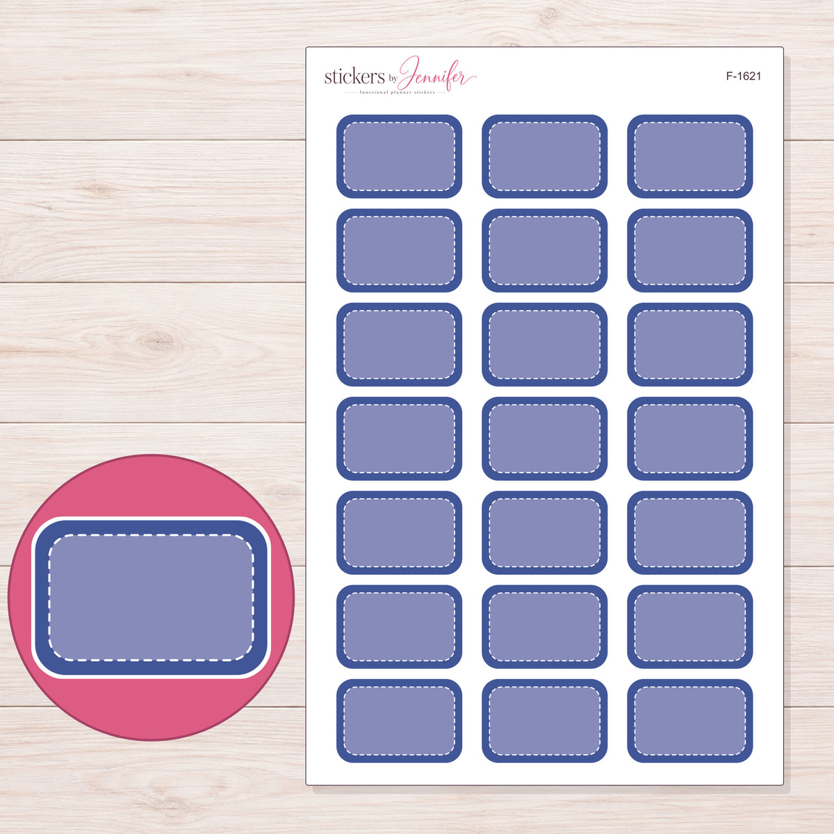 F-1621 planner sticker sheet with enlarged sticker detail