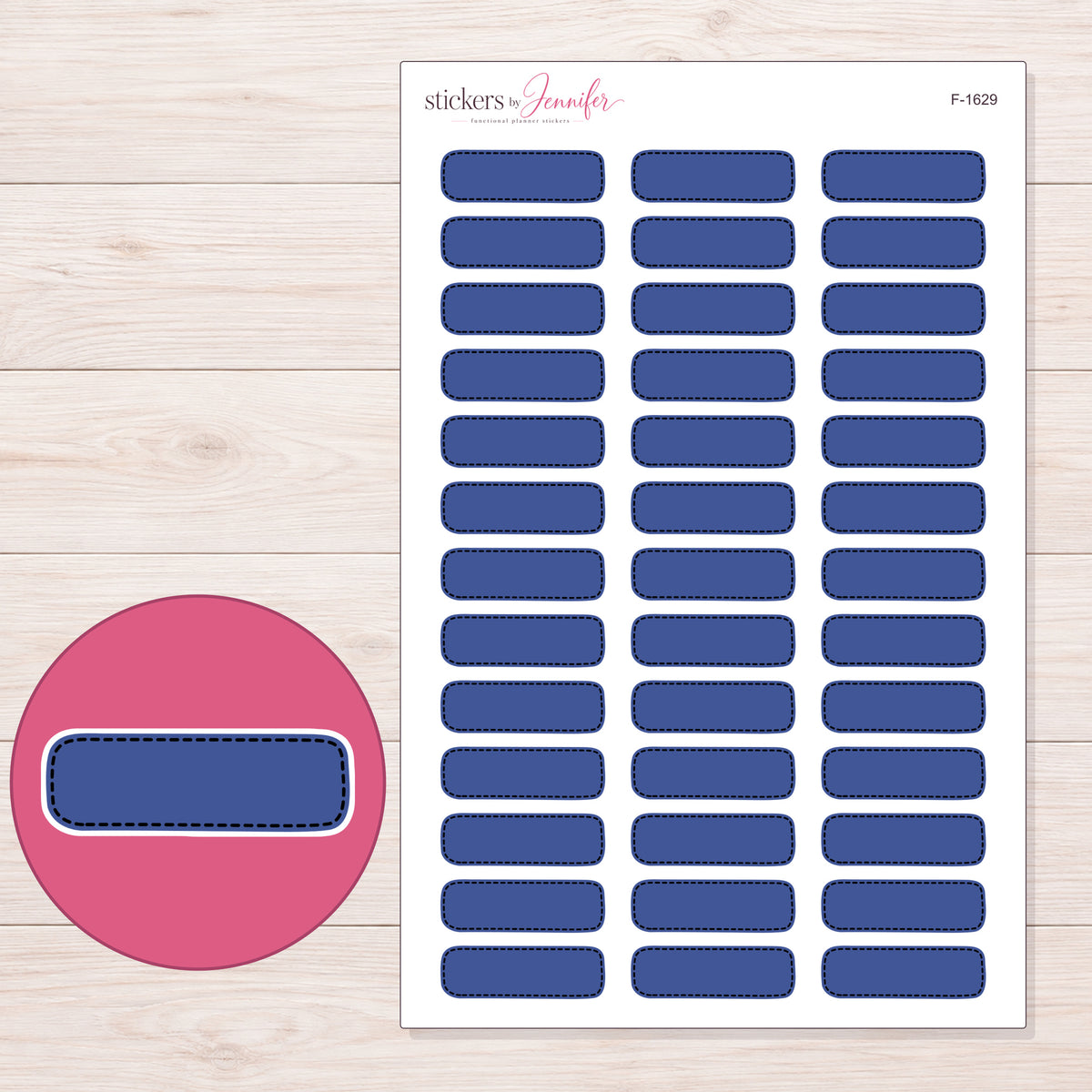 F-1629 planner sticker sheet with enlarged sticker detail