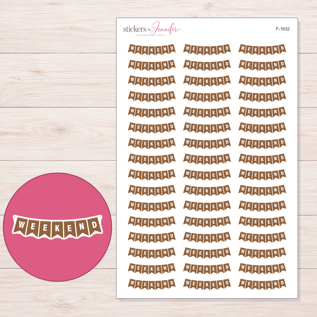 F-1632 planner sticker sheet with enlarged sticker detail