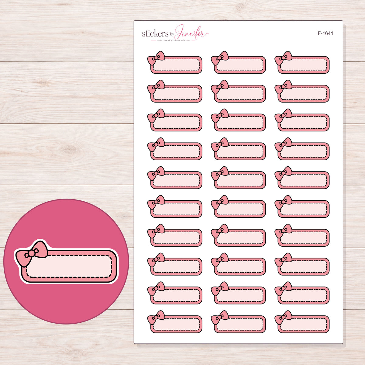 F-1641 planner sticker sheet with enlarged sticker detail