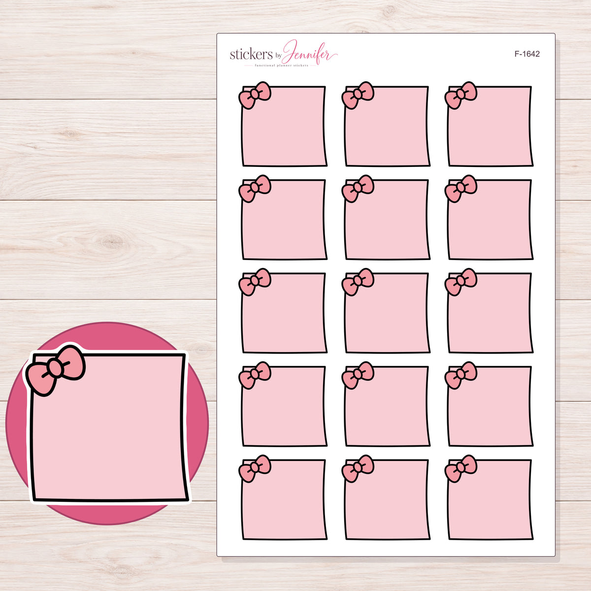 F-1642 planner sticker sheet with enlarged sticker detail