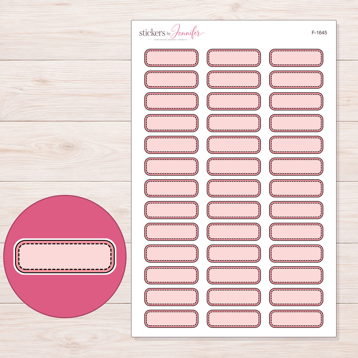 F-1645 planner sticker sheet with enlarged sticker detail