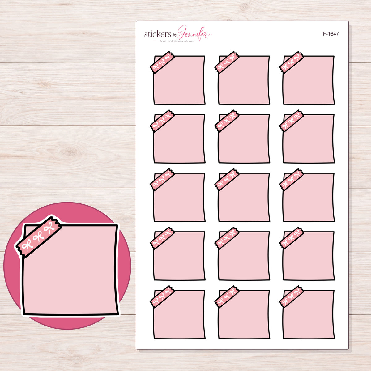 F-1647 planner sticker sheet with enlarged sticker detail