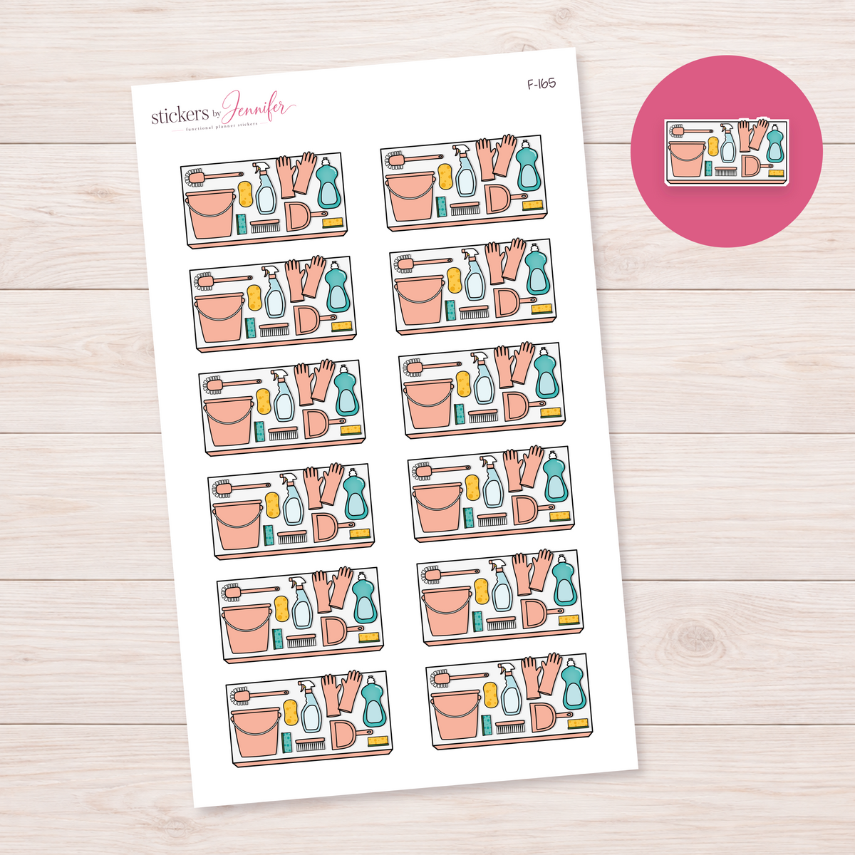 Peach Cleaning Supplies Planner Stickers | F-165
