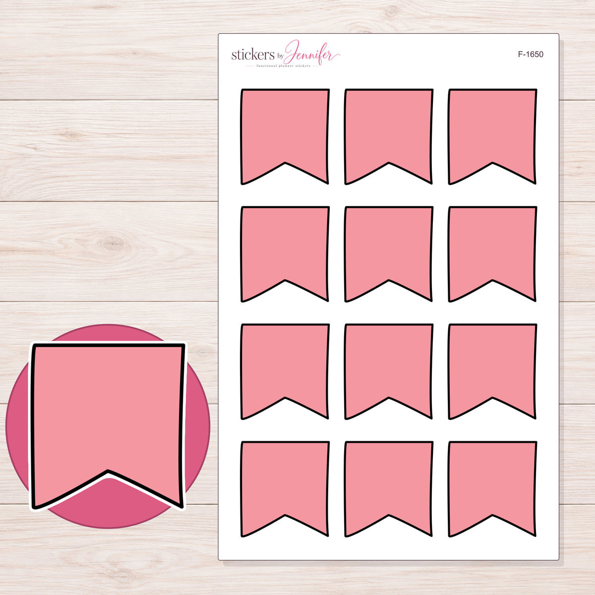 F-1650 planner sticker sheet with enlarged sticker detail