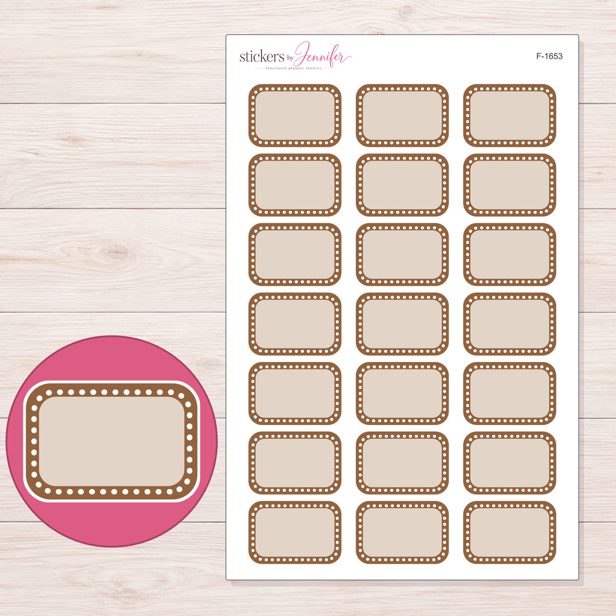 F-1653 planner sticker sheet with enlarged sticker detail