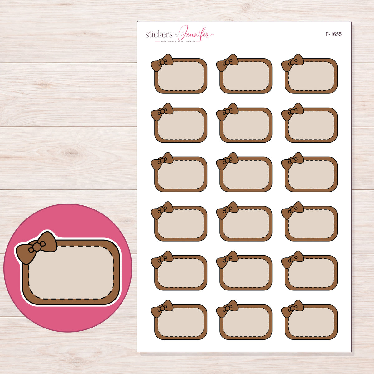 F-1655 planner sticker sheet with enlarged sticker detail