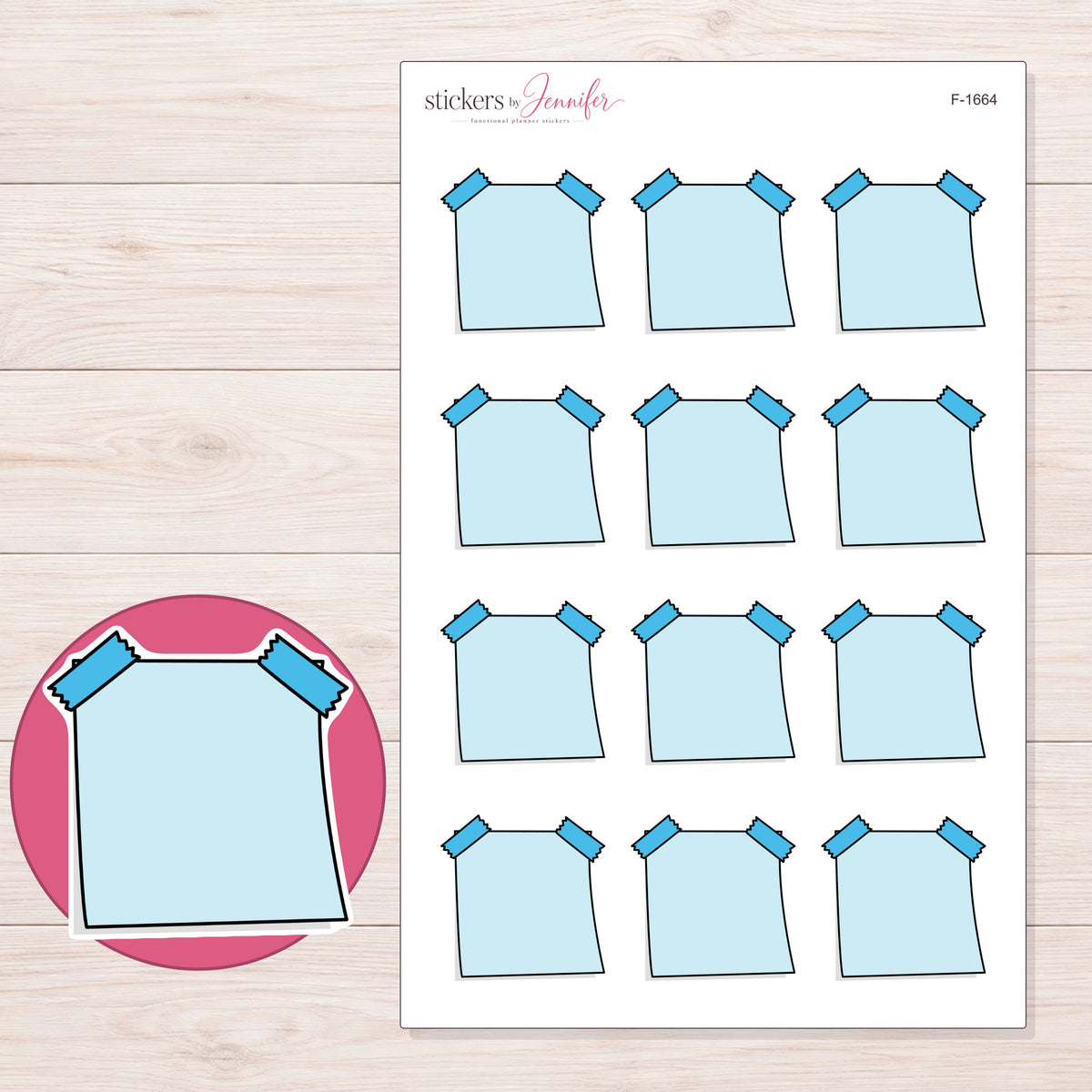 F-1664 planner sticker sheet with enlarged sticker detail