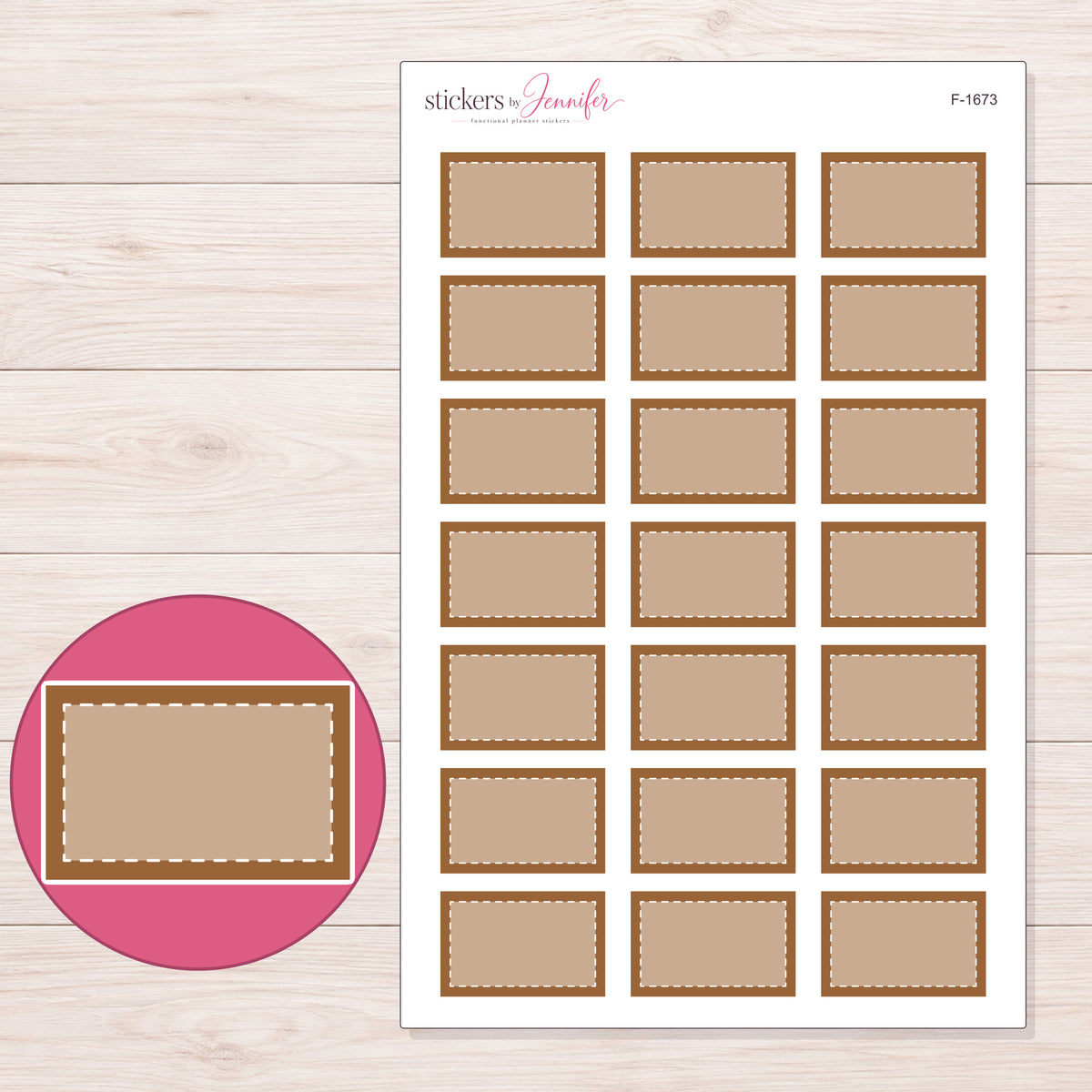 F-1673 planner sticker sheet with enlarged sticker detail