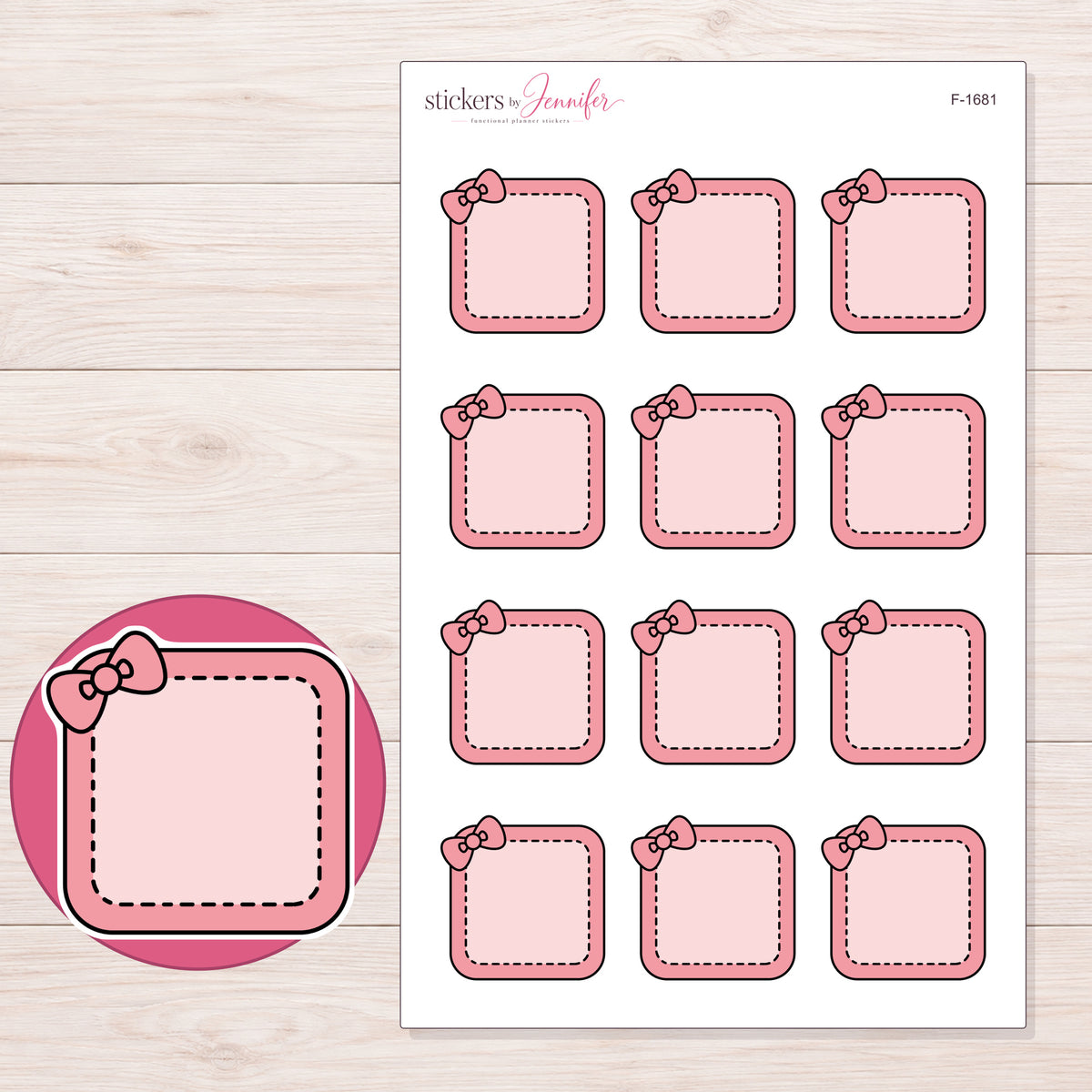 F-1681 planner sticker sheet with enlarged sticker detail