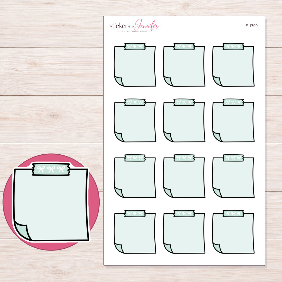 F-1700 planner sticker sheet with enlarged sticker detail