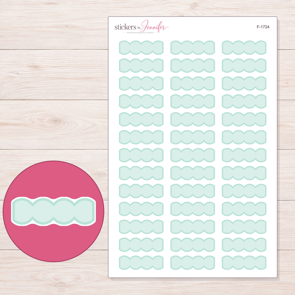 F-1724 planner sticker sheet with enlarged sticker detail