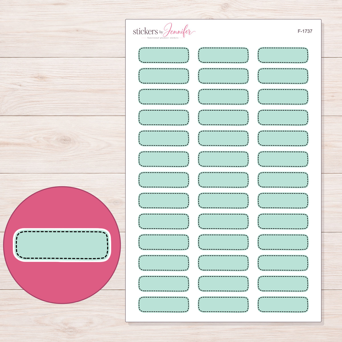 F-1737 planner sticker sheet with enlarged sticker detail