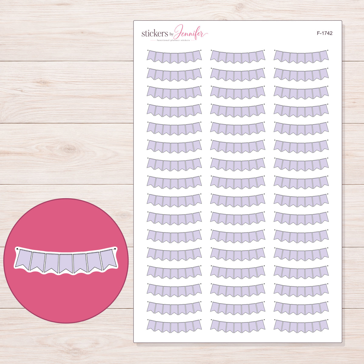 F-1742 planner sticker sheet with enlarged sticker detail