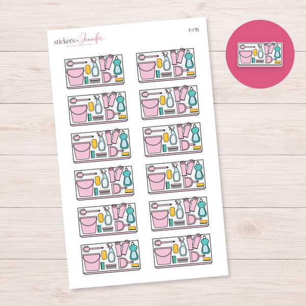 Pale Pink Cleaning Supplies Planner Stickers | F-175