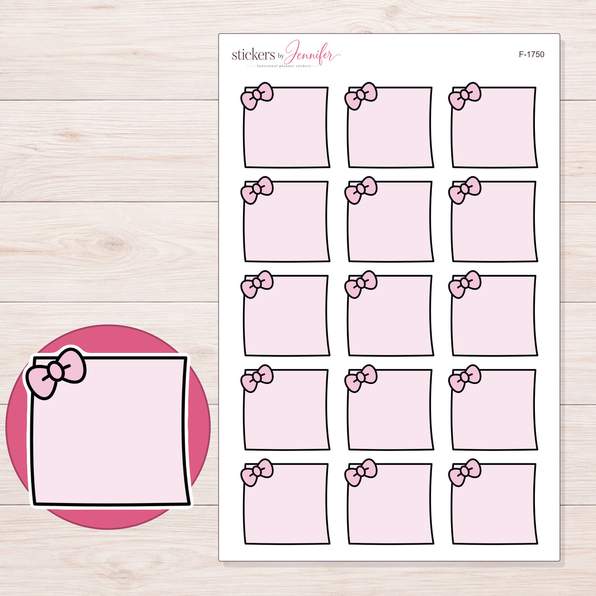 F-1750 planner sticker sheet with enlarged sticker detail