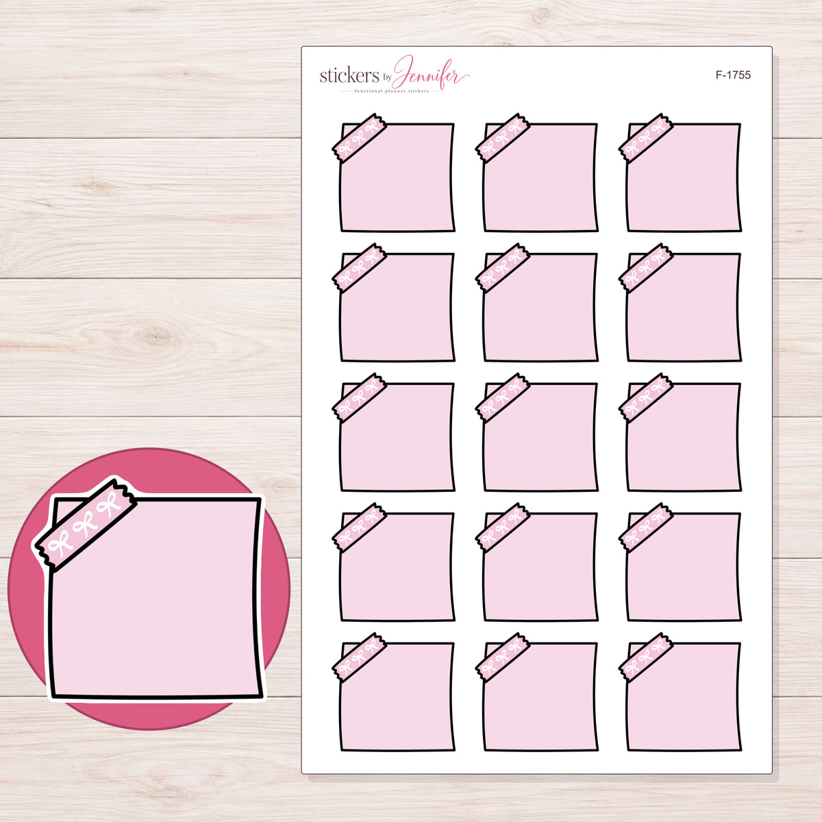 F-1755 planner sticker sheet with enlarged sticker detail