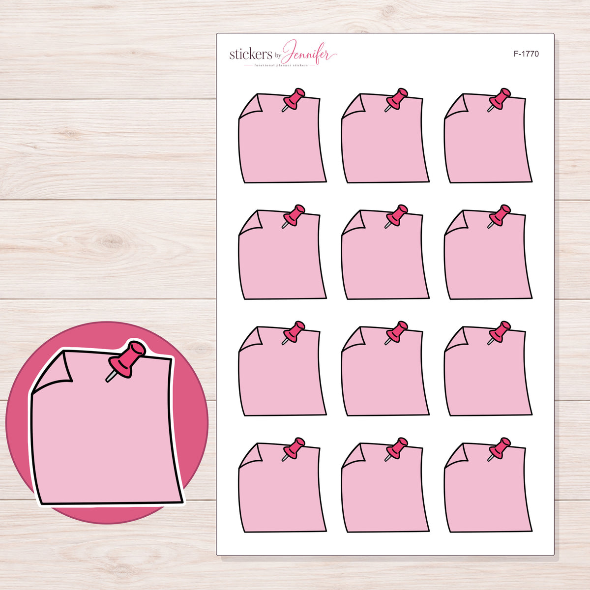 F-1770 planner sticker sheet with enlarged sticker detail