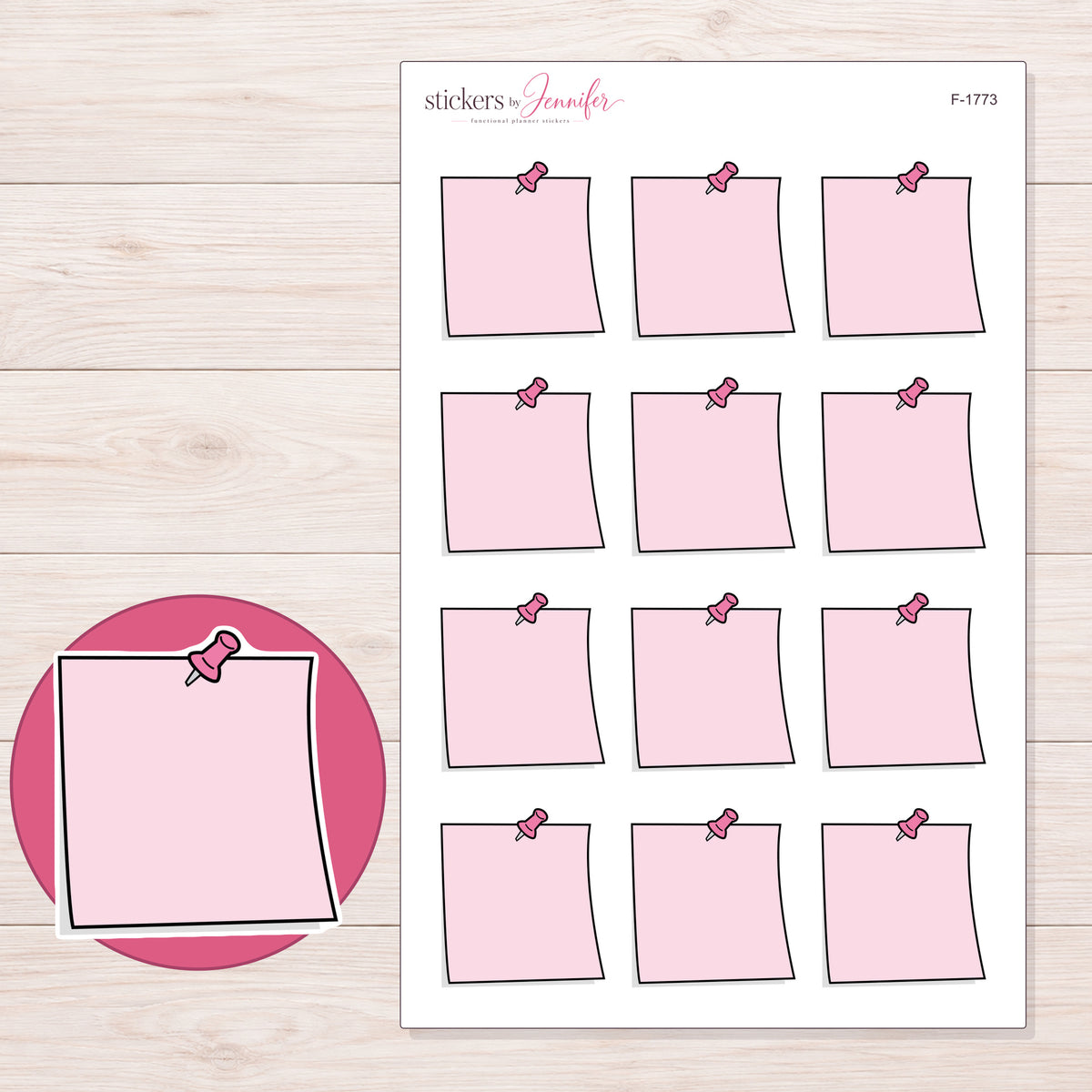 F-1773 planner sticker sheet with enlarged sticker detail