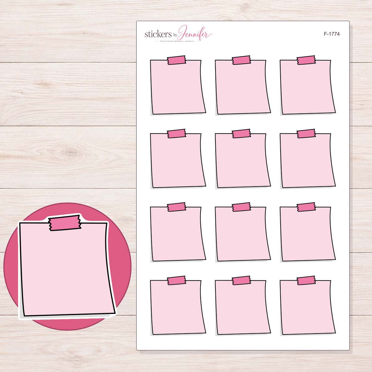 F-1774 planner sticker sheet with enlarged sticker detail