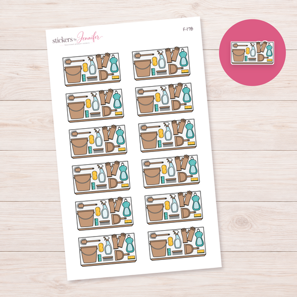 Brown Cleaning Supplies Planner Stickers | F-178