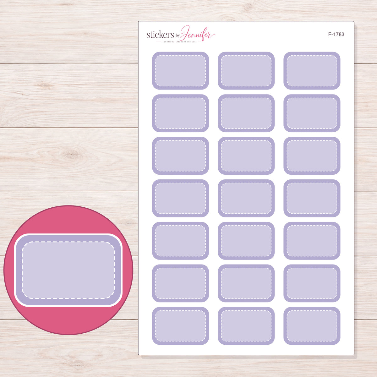 F-1783 planner sticker sheet with enlarged sticker detail