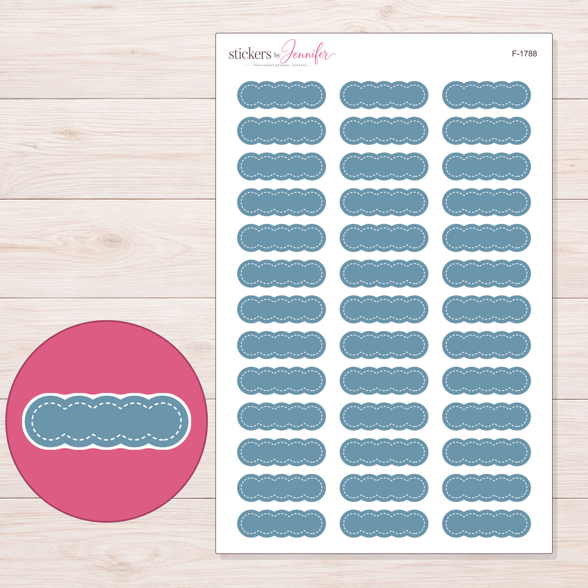 F-1788 planner sticker sheet with enlarged sticker detail