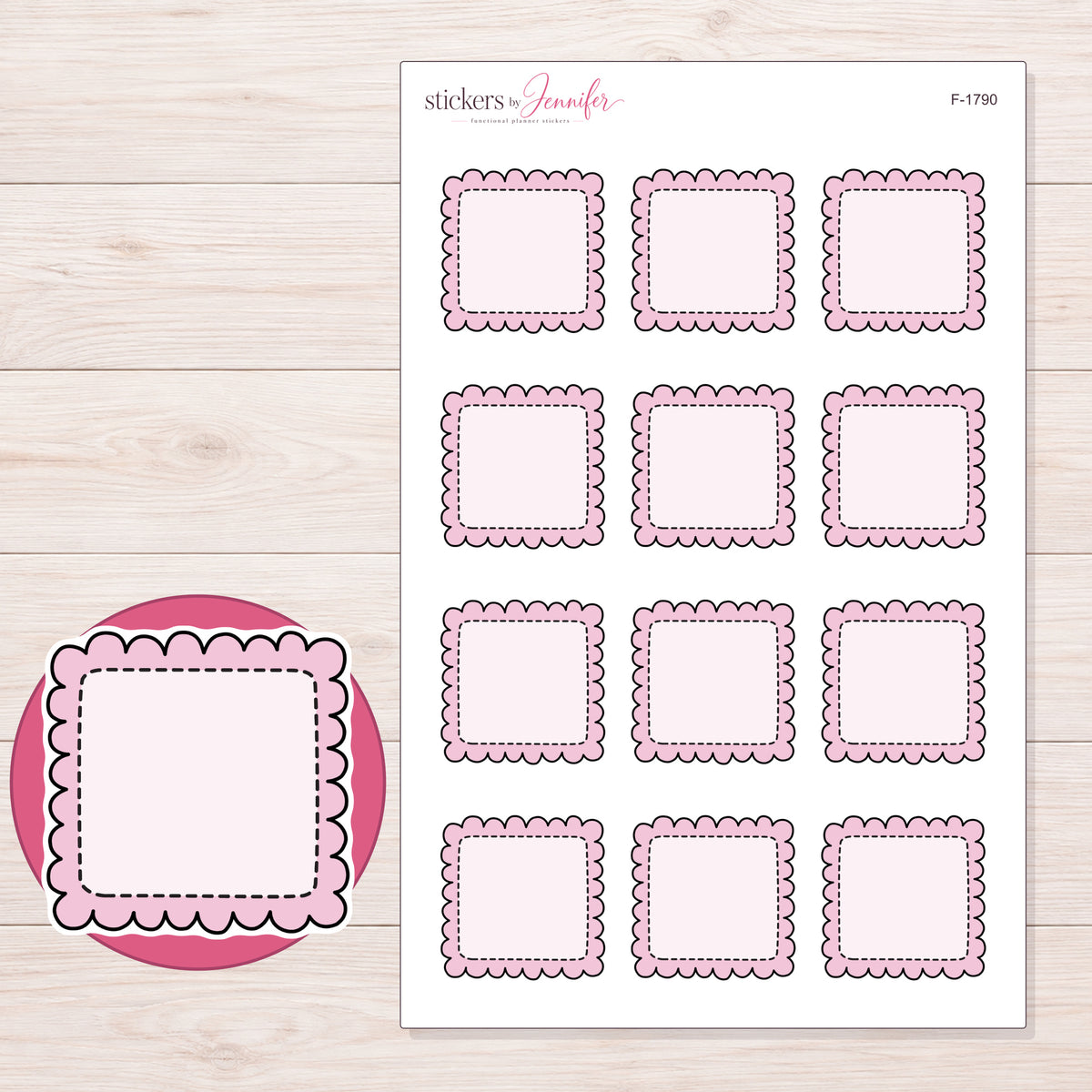 F-1790 planner sticker sheet with enlarged sticker detail