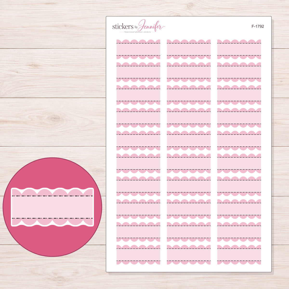 F-1792 planner sticker sheet with enlarged sticker detail