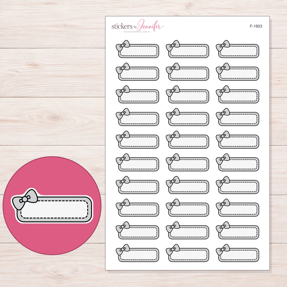 F-1803 planner sticker sheet with enlarged sticker detail