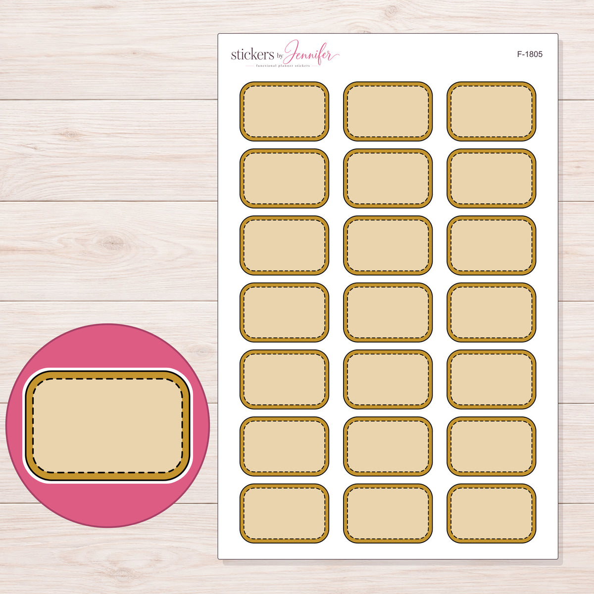 F-1805 planner sticker sheet with enlarged sticker detail