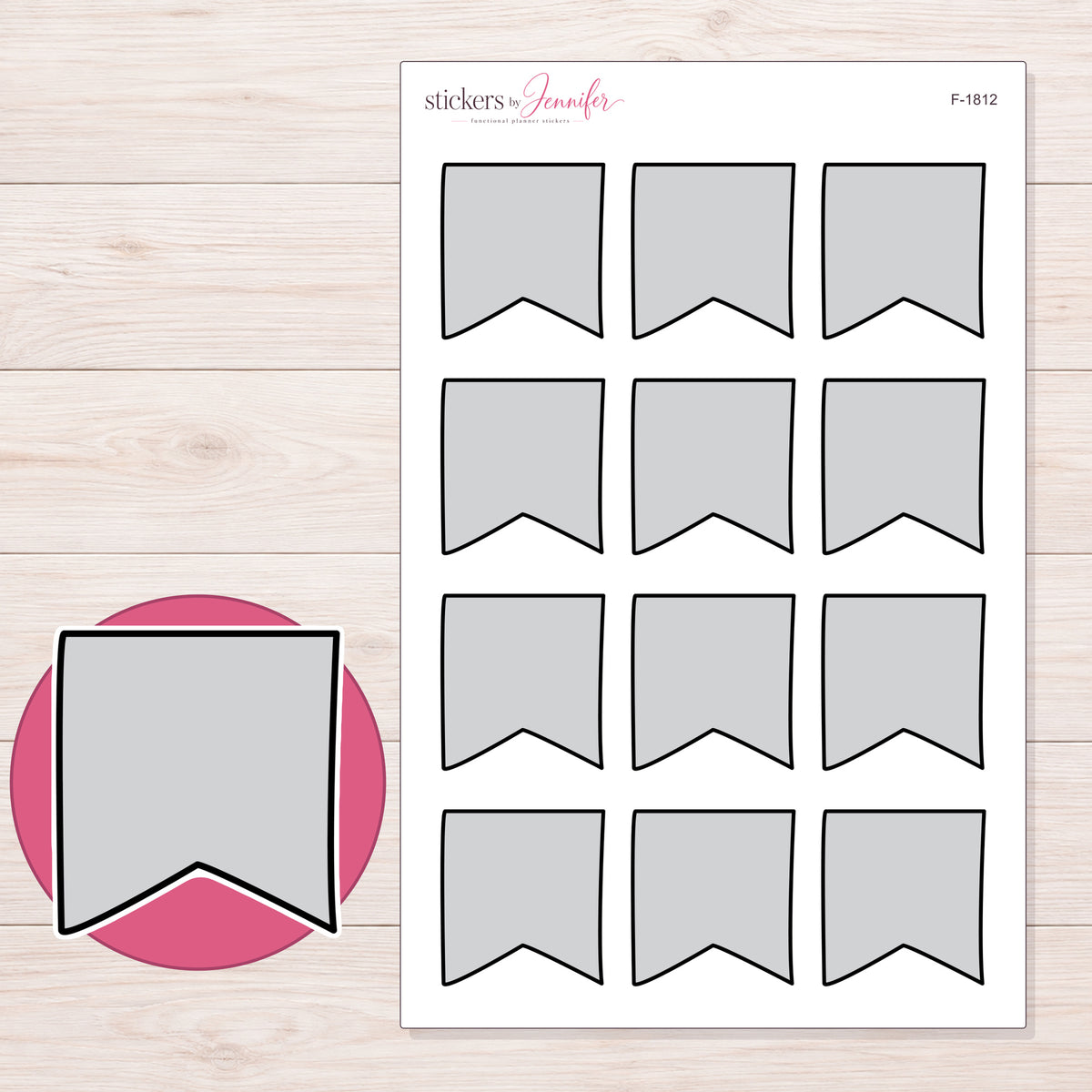 F-1812 planner sticker sheet with enlarged sticker detail