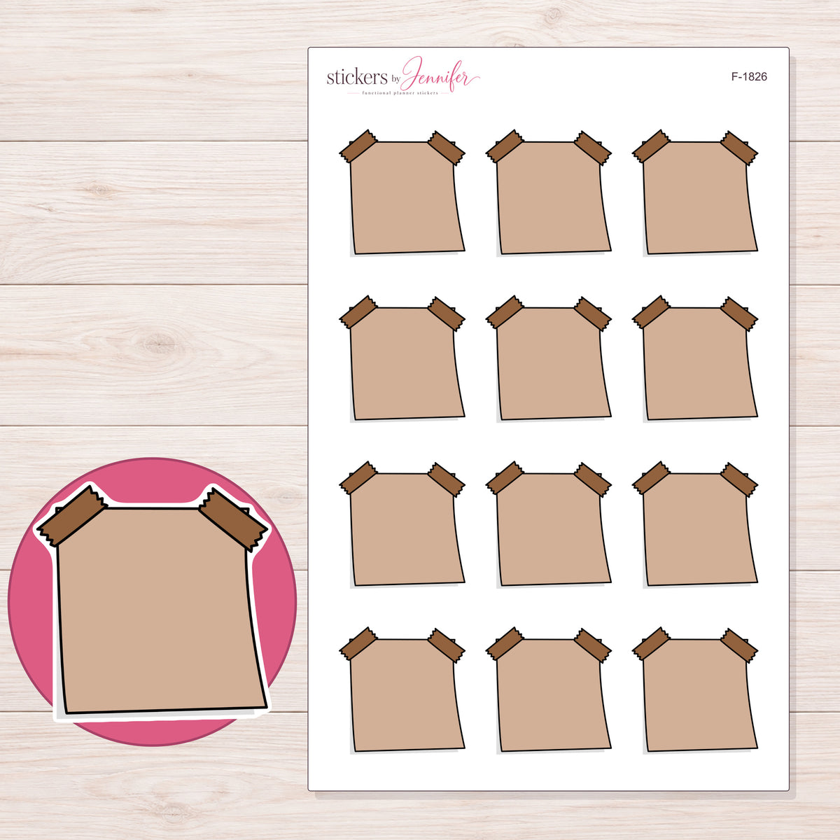 F-1826 planner sticker sheet with enlarged sticker detail
