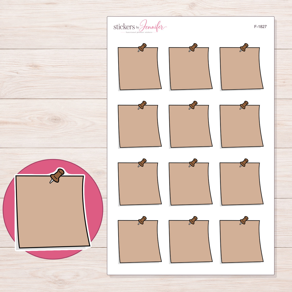 F-1827 planner sticker sheet with enlarged sticker detail