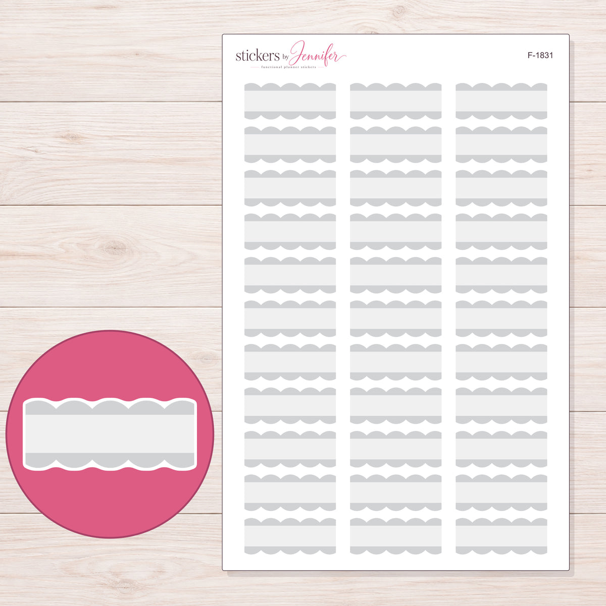 F-1831 planner sticker sheet with enlarged sticker detail