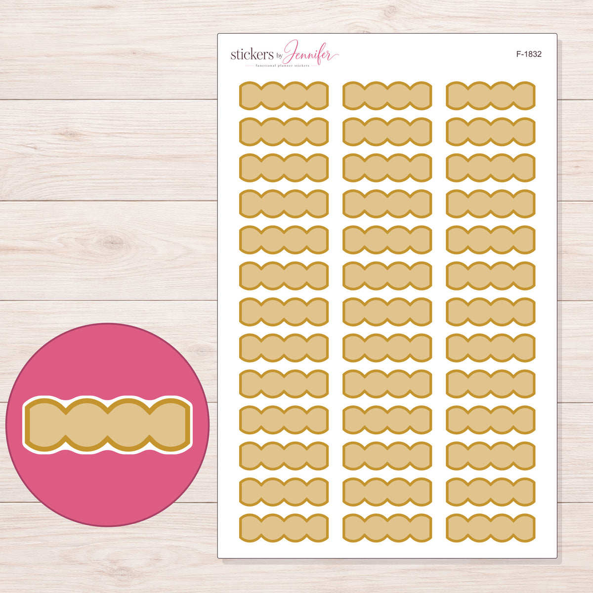 F-1832 planner sticker sheet with enlarged sticker detail