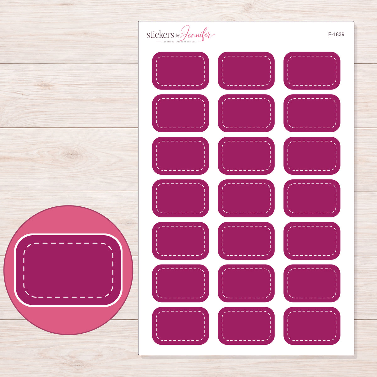 F-1839 planner sticker sheet with enlarged sticker detail